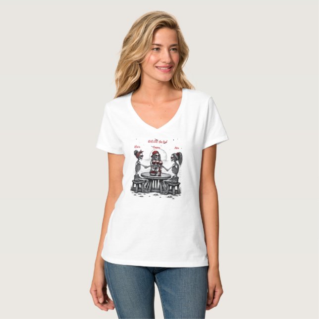Tre bästa vänner skelett t shirt (Hel framsida)