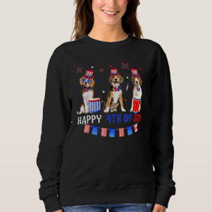 Tre Beagles Glada 4:e Juli Amerikansk Flagga Män  T Shirt