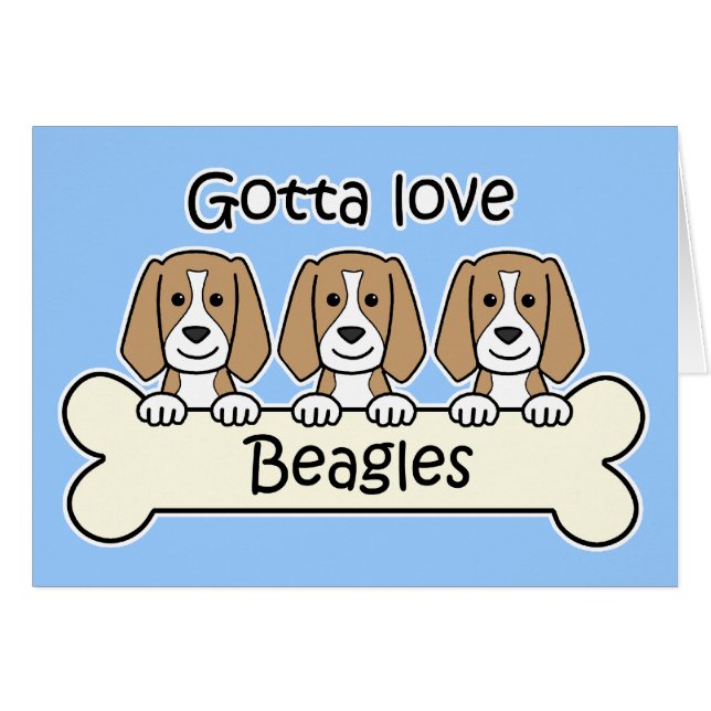 Tre Beagles Hälsningskort (Framsidan Horizontal)