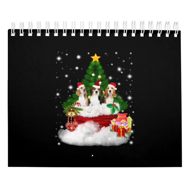 Tre Beagles Jultomten med Julgran Kalender (Omslag)