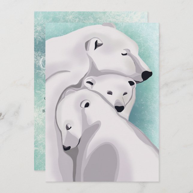 Tre Bears Winter Wonderland - God jul Inbjudningar (Fram/baksida)