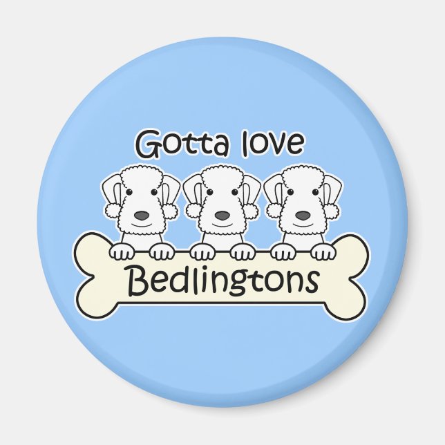 Tre Bedlington Terriers Magnet (Framsidan)