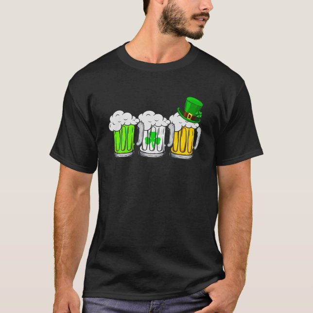 Tre Beer Mugg Irish Flagga Manar Wom T Shirt (Framsida)