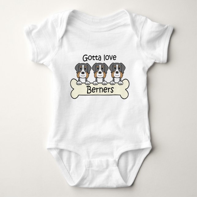 Tre Bernese berghundar Tee Shirt (Framsida)