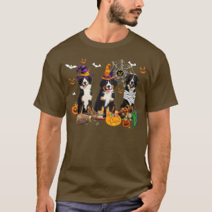 Tre Bernese Mountain Hundar Mummy Witch Scary Pump T Shirt