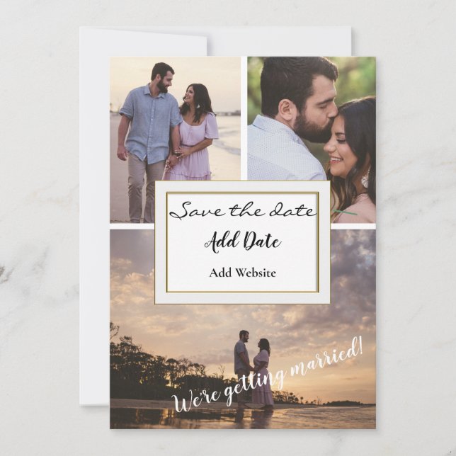 Tre Biet Bild Spara datum meddelande Inbjudningar (Framsida)