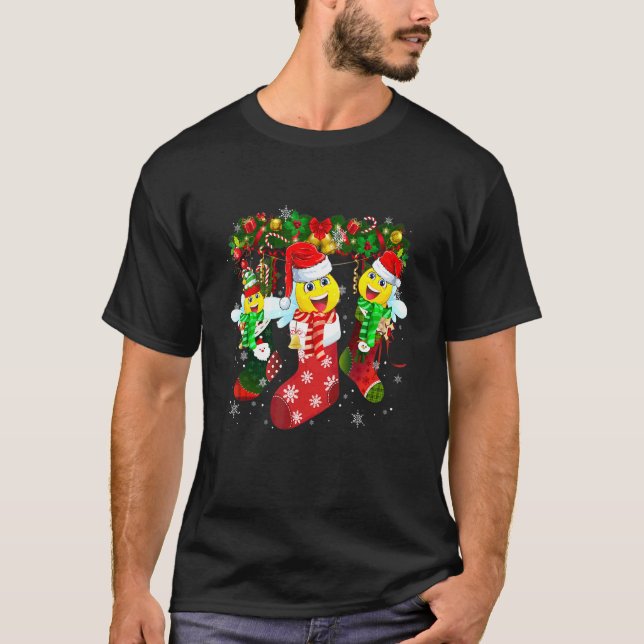 Tre bin i strumpa jul söta tomteluva t shirt (Framsida)