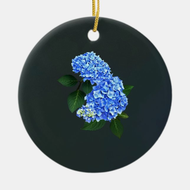 Tre blå Hydrangea Julgransprydnad Keramik (Framsidan)