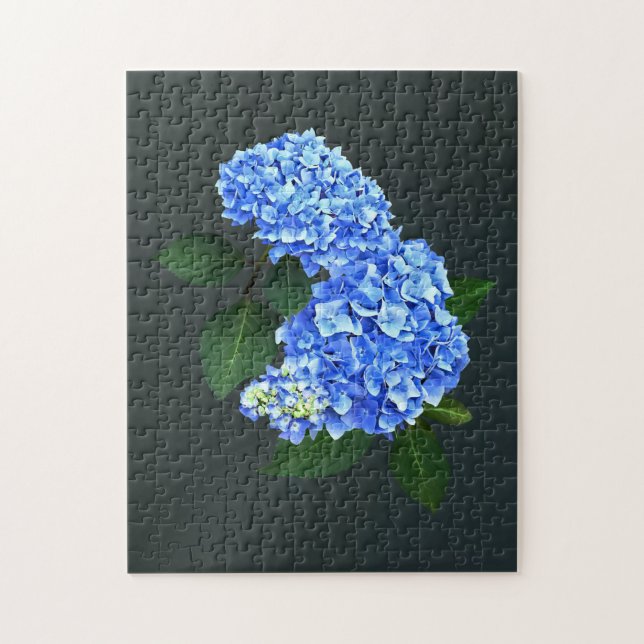 Tre blå Hydrangea Pussel (Vertikal)