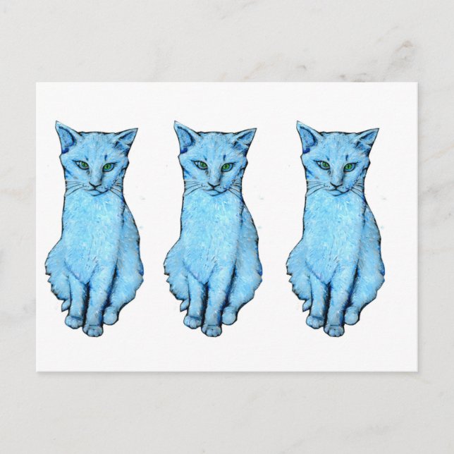 Tre blå katter vykort (Framsida)