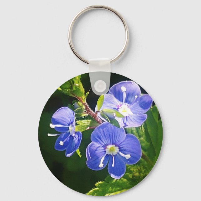 Tre Blåa blommor Nyckelring (Framsida)