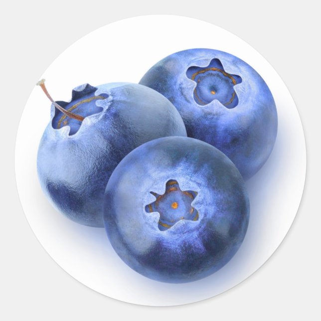 Tre blåbär runt klistermärke (Framsida)