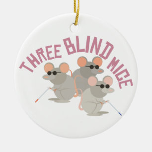 Tre blinda möss julgransprydnad keramik