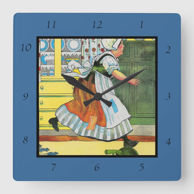 Tre Blinder Mice Mor Goose Nursery Rhyme Fyrkantig Klocka (Framsida)