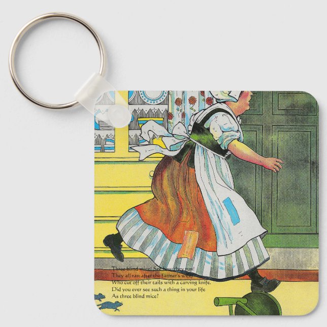 Tre Blinder Mice Mor Goose Nursery Rhyme Nyckelring (Framsida)