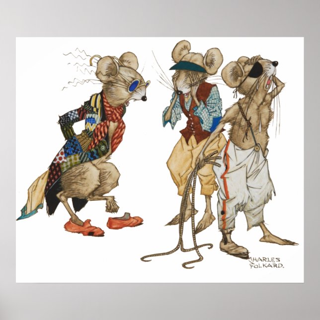 Tre Blinder möss av Charles Folk Poster (Framsidan)