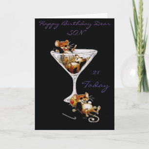TRE BLINDERS DRUNK MICE SON 21/18 BIRTHDAY-KORT KORT