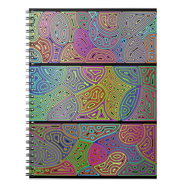 tre block med flerfärgade abstrakter anteckningsbok (Framsidan)