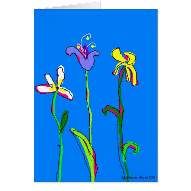 Tre blommor #2 hälsningskort (Framsidan)