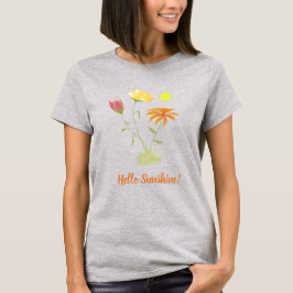Tre Blommor i Sol - genomskinlig + text. T Shirt