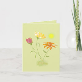 Tre blommor i Sol - genomskinliga. Anteckningskort