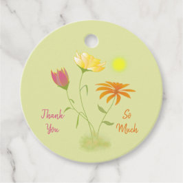 Tre blommor i Sol - genomskinliga. Gåvor Etiketter