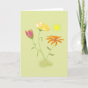 Tre blommor i Sol - genomskinliga. Kort
