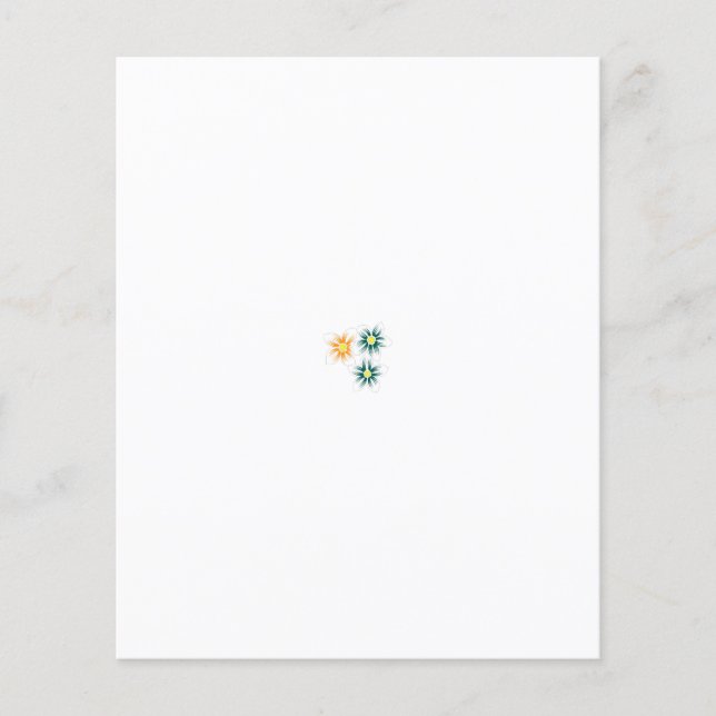 tre blommor med grönt och orange flygblad (Framsidan)
