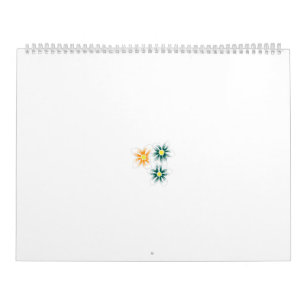 tre blommor med grönt och orange kalender
