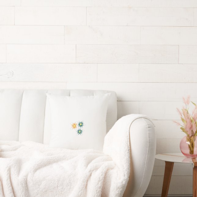 tre blommor med grönt och orange kudde (Soffa)