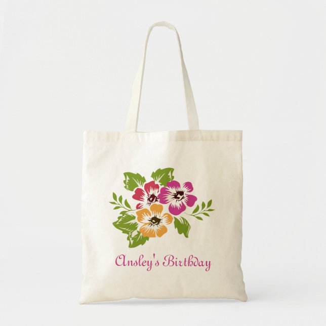 Tre blommor Tote Bag Tygkasse (Framsidan)