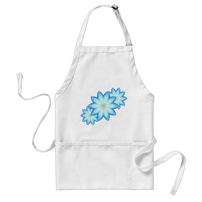 Tre Blue Lotus Flowers Abstrakt Aprons Förkläde (Framsidan)