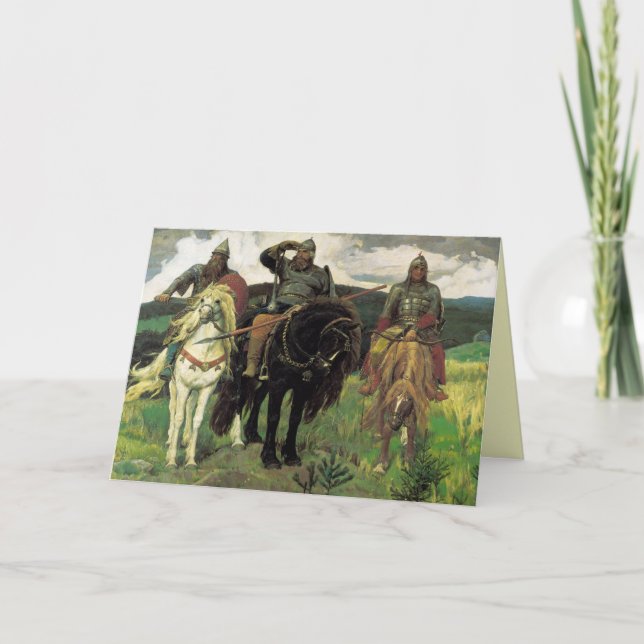 Tre Bogatyrs (1898) av Viktor Vasnetsov Print Kort (Framsida)