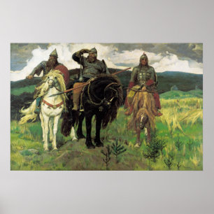 Tre Bogatyrs (1898) av Viktor Vasnetsov Print Poster