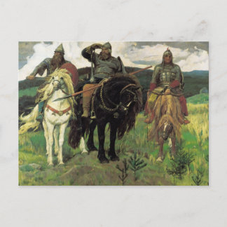 Tre Bogatyrs (1898) av Viktor Vasnetsov Print Vykort