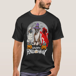 Tre Boxer Hund Brindle Boxer Mumie Häxa Demon Ha T Shirt