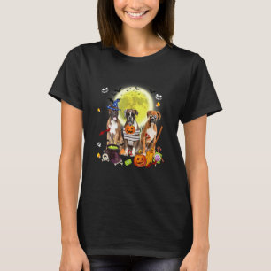 Tre Boxer Hundar Häxa Läskig Mummy Halloween T Shirt