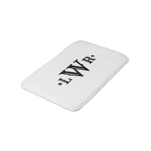 Tre Brev Monogram Anpassningsbar Elegant Black & W Badrumsmatta