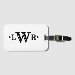 Tre Brev Monogram Anpassningsbar Elegant Black & W Bagagebricka