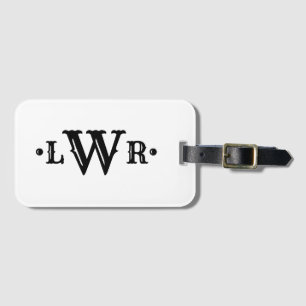 Tre Brev Monogram Anpassningsbar Elegant Black & W Bagagebricka