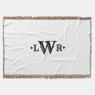 Tre Brev Monogram Anpassningsbar Elegant Black & W Filt