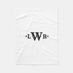 Tre Brev Monogram Anpassningsbar Elegant Black & W Fleecefilt