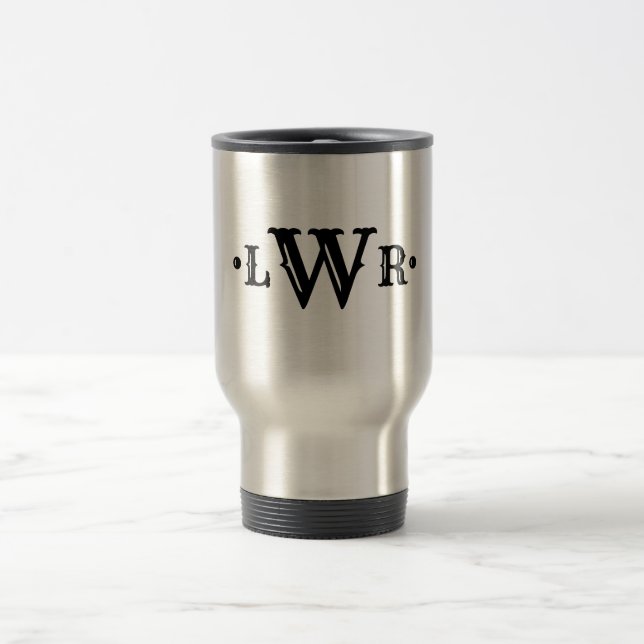 Tre Brev Monogram Anpassningsbar Elegant Black & W Resemugg (Center)