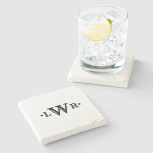 Tre Brev Monogram Anpassningsbar Elegant Black & W Stenunderlägg