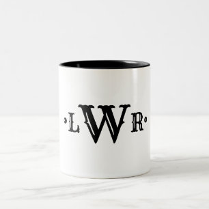 Tre Brev Monogram Anpassningsbar Elegant Black & W Två-Tonad Mugg