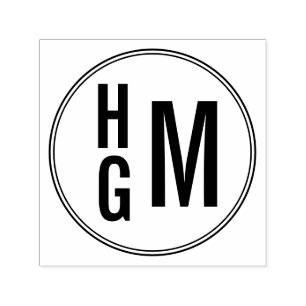 Tre Brev Monogram Self Inking Frimärke Självfärgande Stämpel