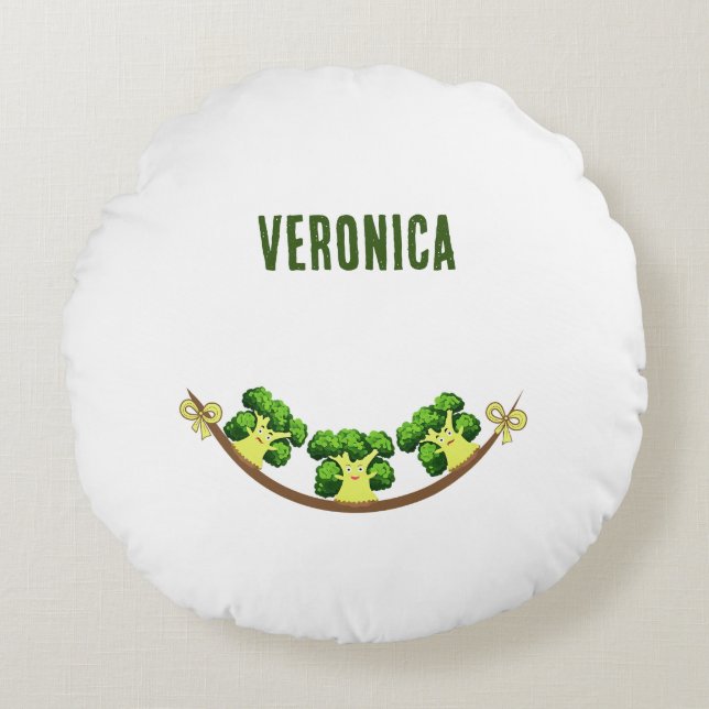 Tre broccoli rund kudde (Framsidan)