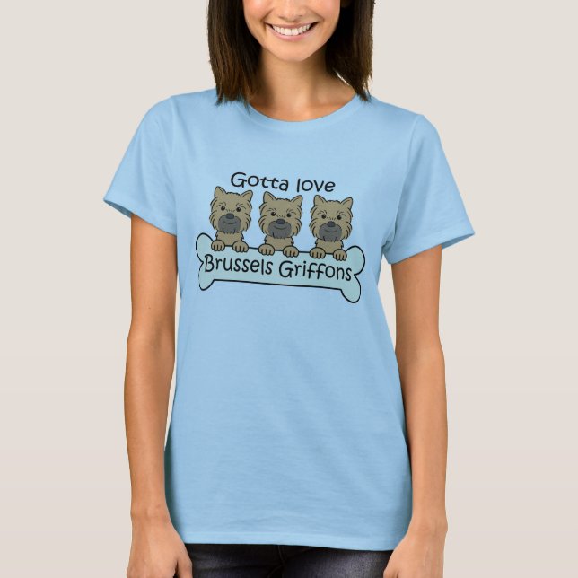 Tre Bryssel Griffons Tee (Framsida)