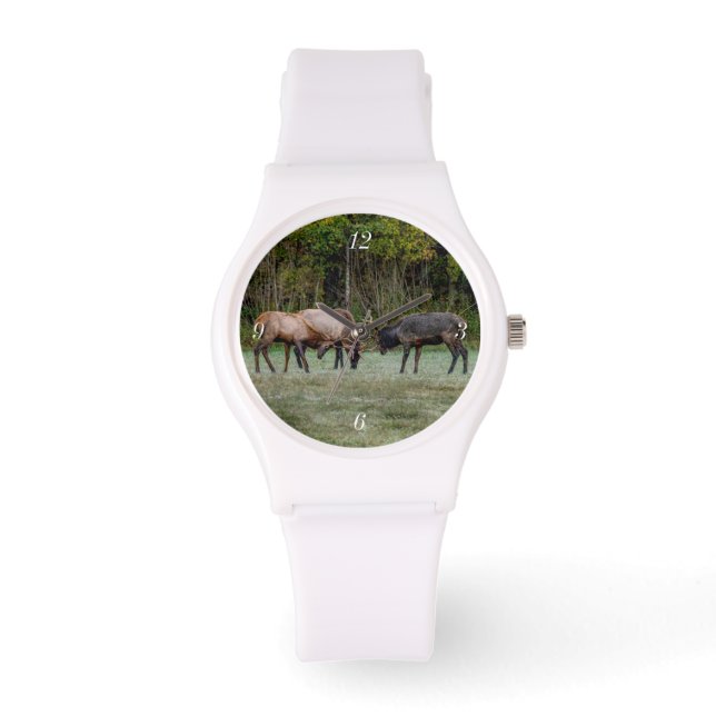 Tre Bull Elk Fight Armbandsur (Framsida)