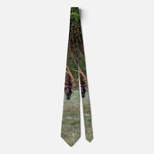Tre Bull Elk Fight Neck Tie Slips (Framsida)